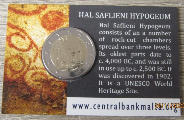 Original Coincard 2 euro Malta 2022 : “Ħal Saflieni Hypogeum”