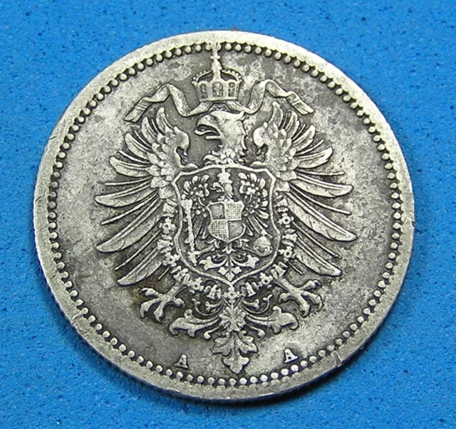 1876-A Germany Empire 50 Pfennig .900 Silver Coin, KM-6 Large Eagle