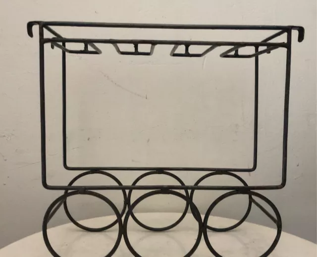 Rustic Wrought Iron Hanging Wine Rack & Wine Glass Holder Man cave Bar