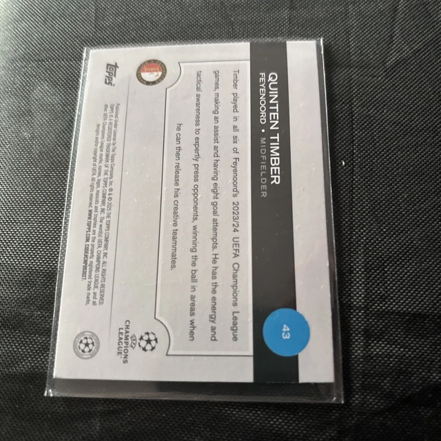 QUINTEN TIMBER 20242025 Topps UCC Flagship Feyenoord Rookie Card 43 £