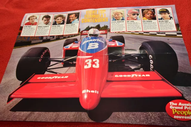 1985 Australian Grand Prix People Souvenir Poster Adelaide 53cm x 40cm 8 Drivers