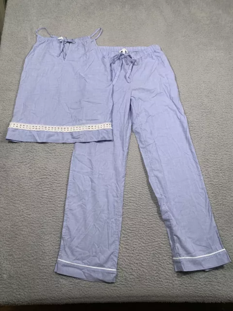 Talbots Haven Well Within Blue Chambray Pajamas Top Pants Small XS Sleeveless