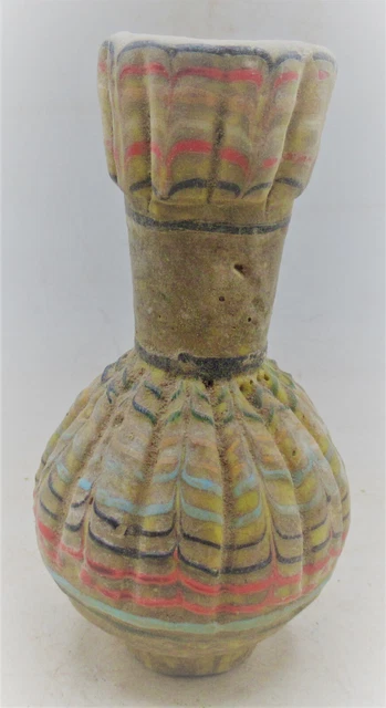 Ancient Phoenician Mosaic Glass Decorated Bottle Ca 500Bce