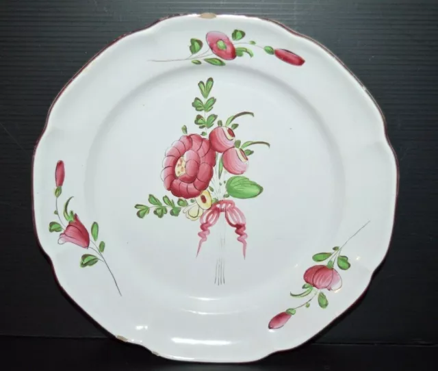 -ASSIETTE CERAMIQUE LES ISLETTES  LUNEVILLE  XVIIIe DECOR FLEURI 3 ECLATS déco