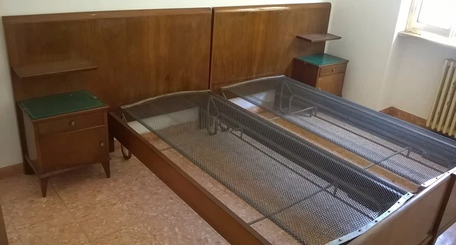 Letto Matrimoniale Con Comodini Integrati Retro' Vintage 50 60 Gio' Ponti Style
