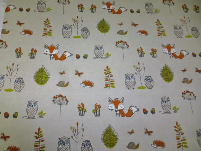 WOODLAND FOX by Fryetts - Cotton Fabric ideal for Crafts / Curtains / Upholstery