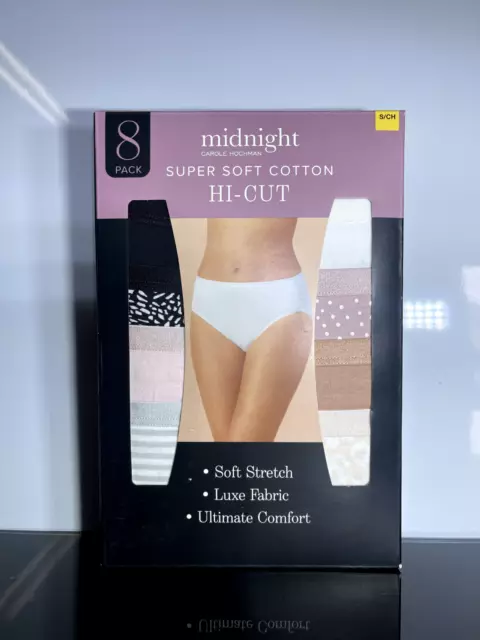 8-PACK MIDNIGHT CAROLE Hochman Super Soft Cotton Hi-Cut Panties
