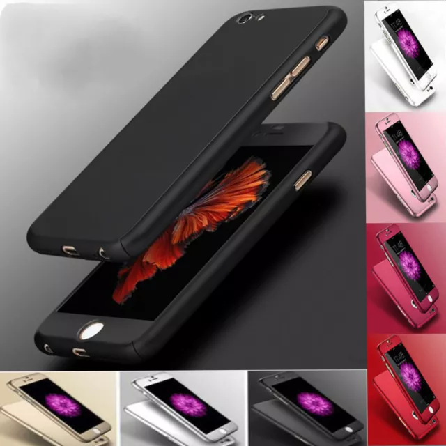 Full Body Hybrid 360° Hard Ultra thin Case Tempered Glass Cover For iPhone 6G 6S