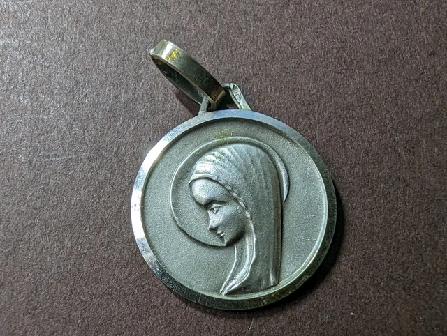6512# JOLIE MÉDAILLE religieuse Vierge Marie/ ND de Lourdes/ Argent EUR 14,00 - FR