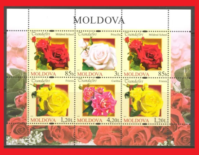 104. Moldawien 2012 Briefmarke S/S Rosen, Blumen. MNH