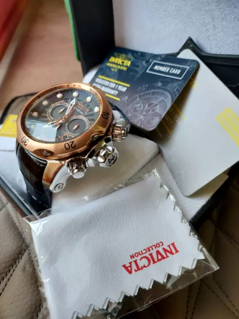 Invicta Venom SWISS MADE Chronograph 0360,Lederarmband 54mm.NEU,OVP!