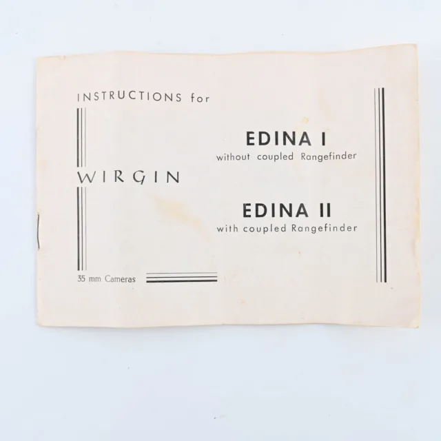 Wirgin Edina I, II (1, 2) 35mm VTG Camera Instruction User Guide 1950s