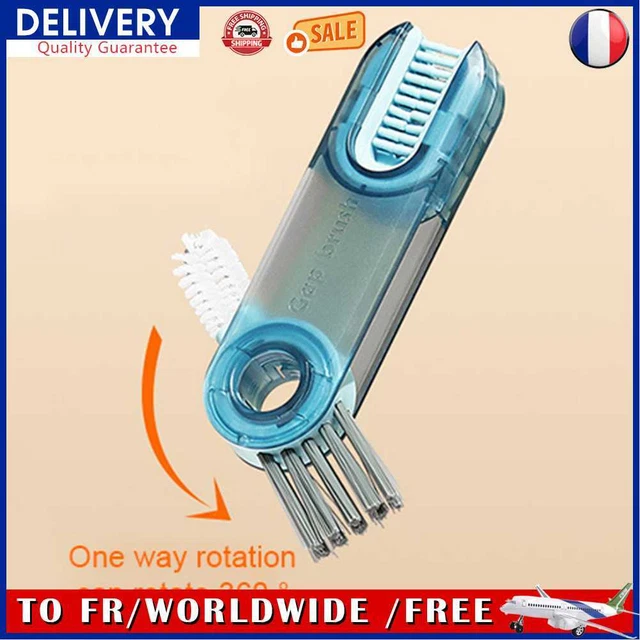 3-in-1 Bottle Cleaner Brush Dirt Removal Vacuum Cup Brush for Window (Blue)