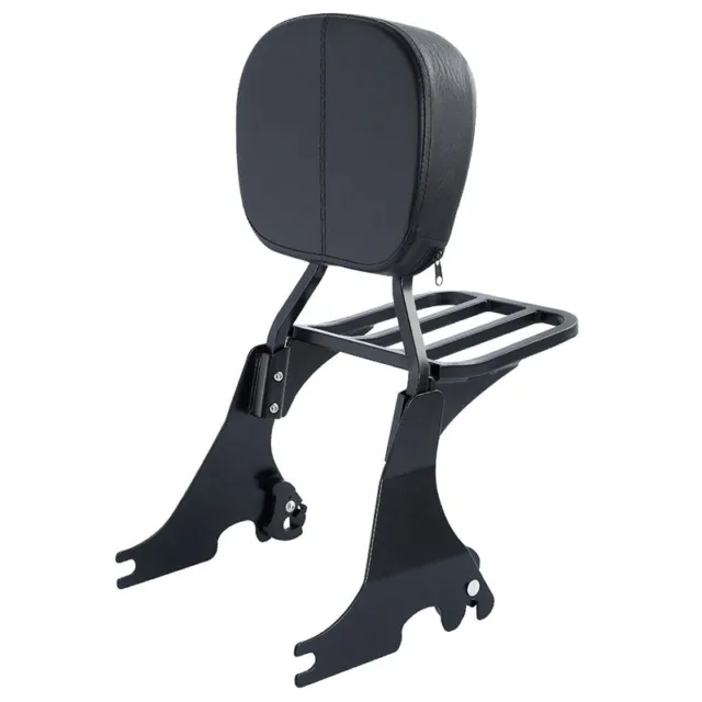 Black Low Sissy Bar Backrest With Luggage Rack For Harley Sportster XL 2004-2022