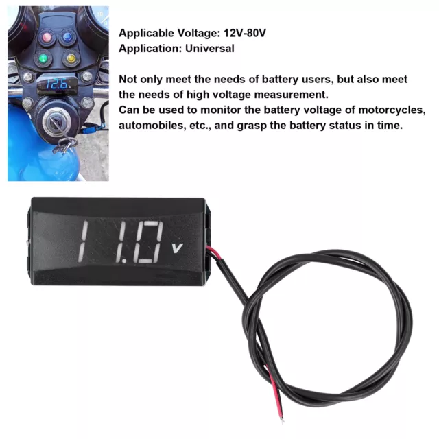 White Voltage Testing Meter LED Digital Display Universal For Car Motorcycle