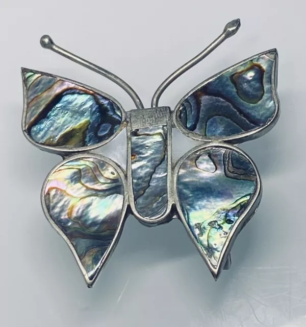 Sentimental Sterling Silver 925 Abalone Butterfly Belt Buckle MEXICO