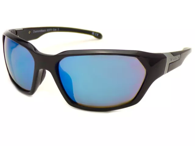 BLOC Sunglasses DIAMONDBACK Shiny Black with Blue Mirror Lenses X37Y