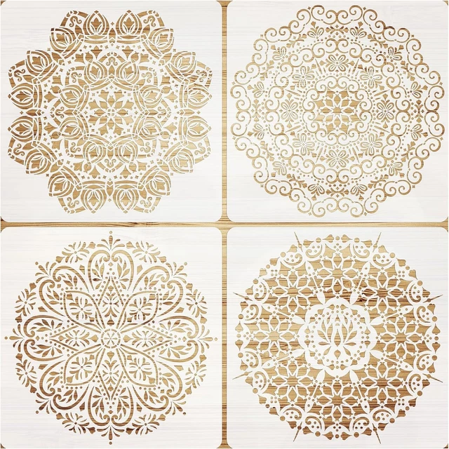 4 LARGE MANDALA Stencils Drawing Painting Template Craft Stencil Set