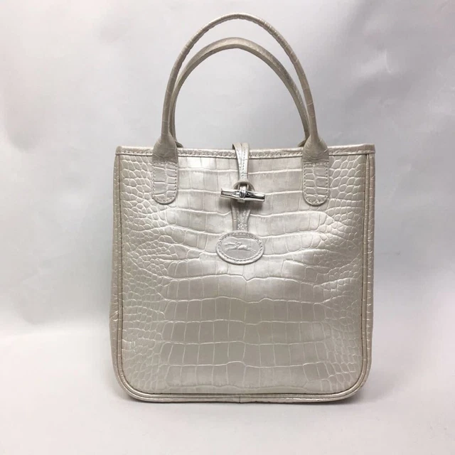 LONGCHAMP Longchamp Rozo embossed leather crocodile handbag tote bag crocodile
