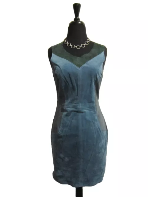 NEW Pjk Patterson J Kincaid NWT $598 Leather Dress Blue Suede Color Block S