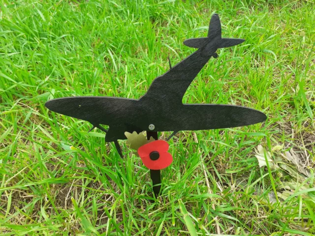 SPITFIRE SILHOUETTE Memorial Grave Marker 6" Stake for RAF Military Remembrance