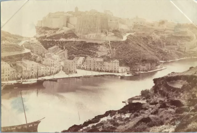 France, Bonifacio, Vue de la Place Cardinal Zigliara, Vintage print, circa 1890