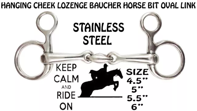 Stainless Steel Hanging Cheek Lozenge Baucher Horse Bit With Oval Link