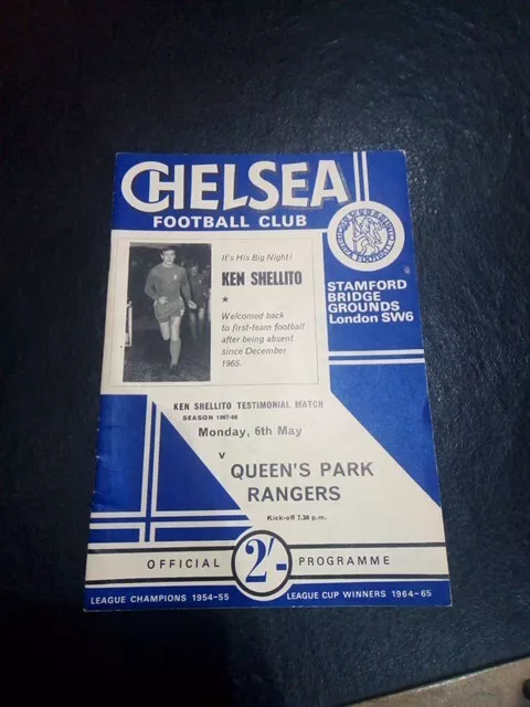 Chelsea v QPR Queens Park Rangers Friendly Ken Shellito Testimonial 6th May 1968