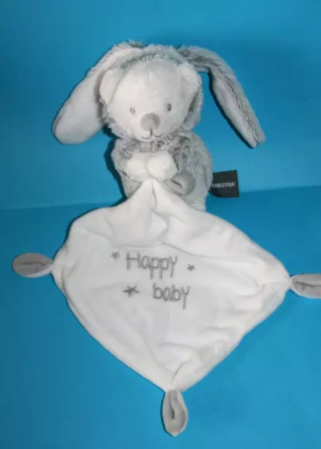 Orchestra Doudou Ours Deguise Lapin Gris Mouchoir Blanc Happy Baby Etat Neuf