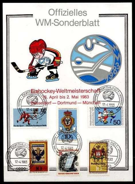 Eishockey. WM-1983, Deutschland. Offizieles WM-Sonderblatt. BRD 1983