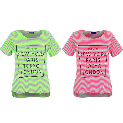 Bambini BIMBI New York London Paris Tokyo Stripe stampa alta bassa T-shirt Top