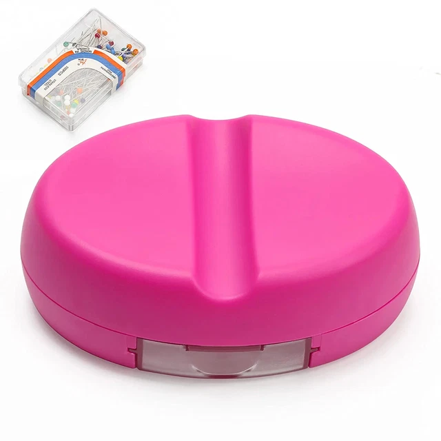 Magnetic Sewing Pincushion With 100 Plastic Head Pins, Magnetic Pins Holder Fo