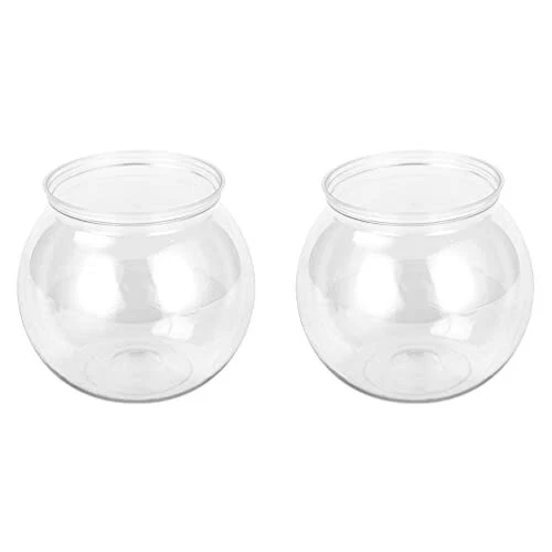 2 Pcs Plastic Fish Bowl Transparent Mini Aquarium Tank Bowl Small Goldfish