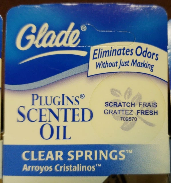 Glade Plugins Scented Oil Refill Clear Springs .71 oz Set of 3 RARE 2