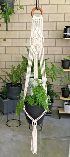 CLOSING DOWN SALE- NATURAL Macrame Pot plant hanger / holder diamond pattern