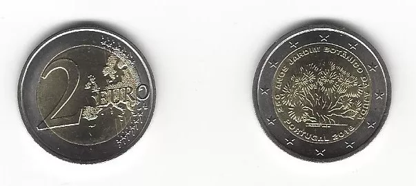 2 Euro Gedenkmünze 2018 aus Portugal, 250 Jahre botanischer Garten Ajuda, bfr