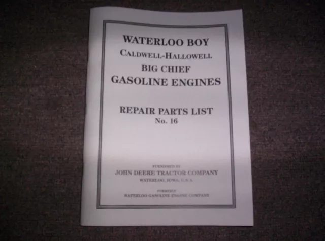 New Waterloo Gasoline Engine Co. Built Hit & Miss Gas Engine Best Parts List #16