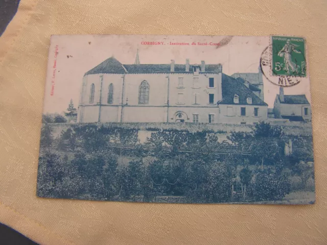 carte postale   corbigny   vers 1900 institution du sacre coeur