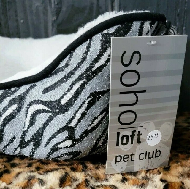 Pet Bed Grey w/ Zebra Print Black Sparkles Dog or Cat Soho New w/ Tags! 2