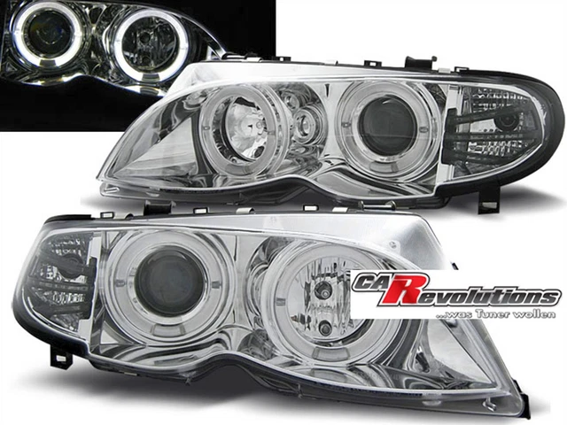 Set fari LED Angel Eyes in cromo per BMW E46 09.2001-03.2005