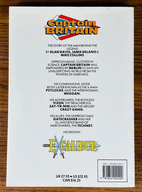CAPTAIN BRITAIN TPB 1988 X-Men Excalibur Marvel Comics Psylocke 2nd Printing 3
