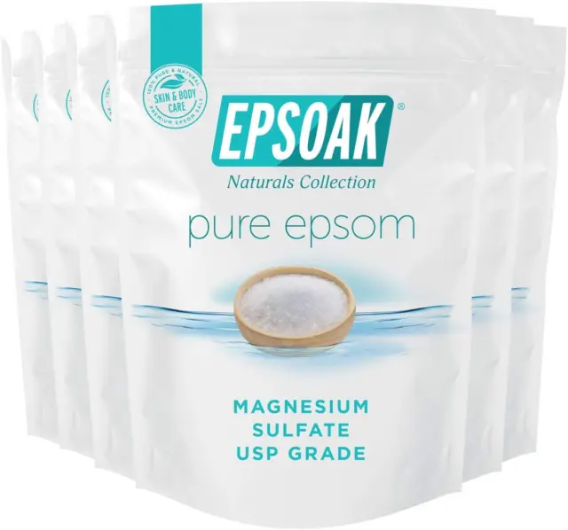 Sal de Epsom 12 libras. Sulfato de magnesio USP (cantidad 6 x 2 libras Bolsas)