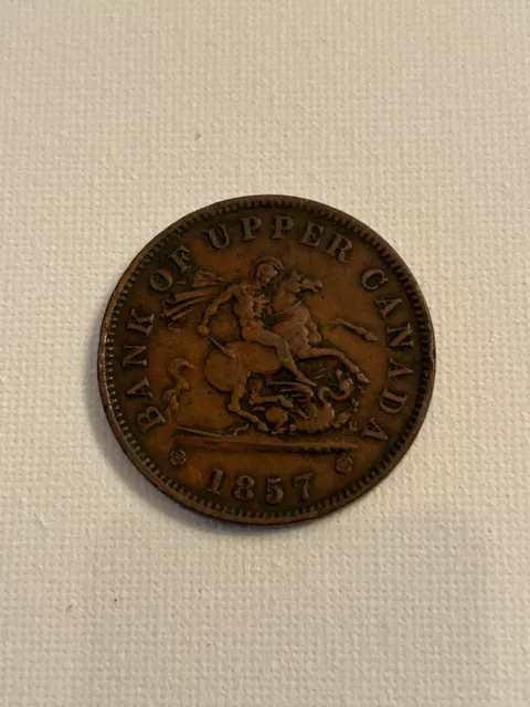 1857 Bank Of Upper Canada One Penny Token