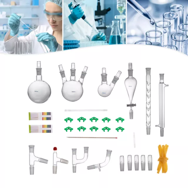 24/40 Organic Chemistry Lab Glassware Glass Kit Distillation Equipment Set 29pcs