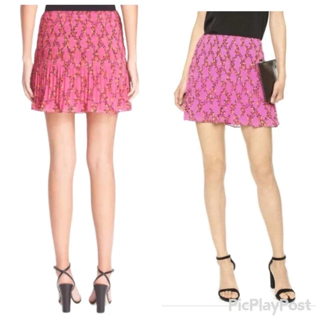 Diane von Furstenberg Tayte Shalamar Trellis Pink Chiffon Mini Skirt Size 0
