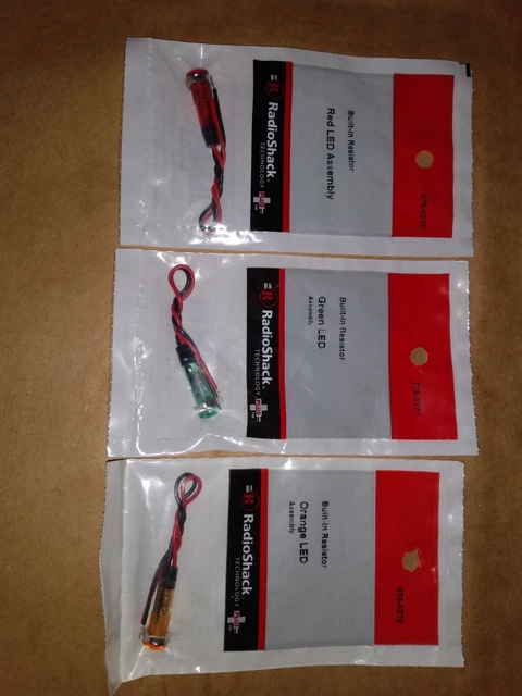 Radio Shack,12v Panel Mount, LEDs Red, Grn. & Org. Assy- No. 276-0270,0271,0272. Radio Shack,12v Panel Mount, LEDs Red, Grn. & Org. Assy- No. 276-0270,0271,0272.