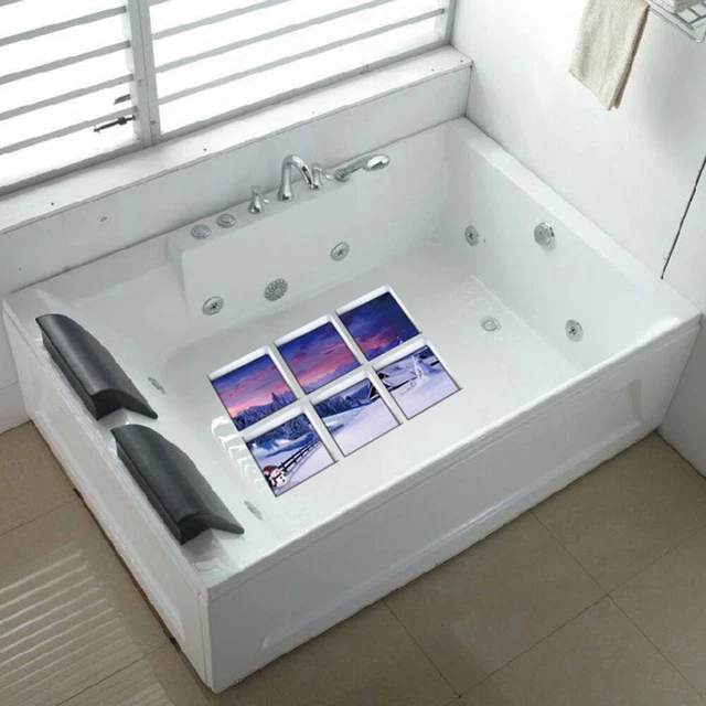 6 pegatinas de bañera 3D antideslizante impermeable bañera desmontable Au