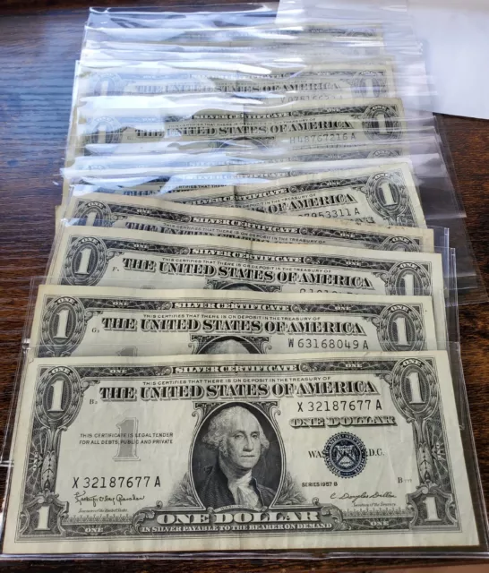 1957 1 $ Silver Certificate.   All Notes Are in VG-VF Condition.