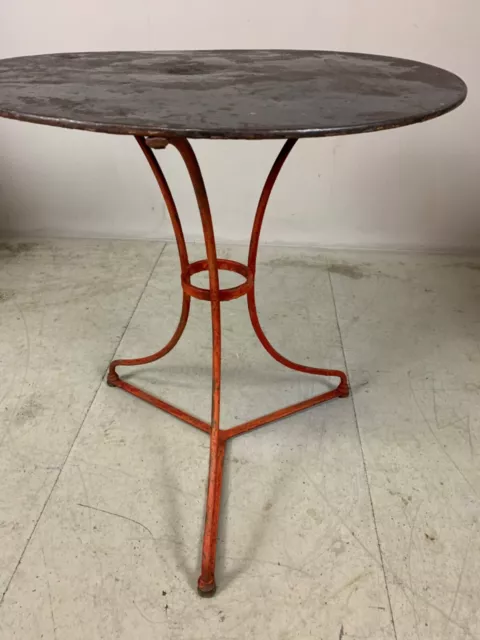 French 19th century wrought iron and tole garden bistro table 2