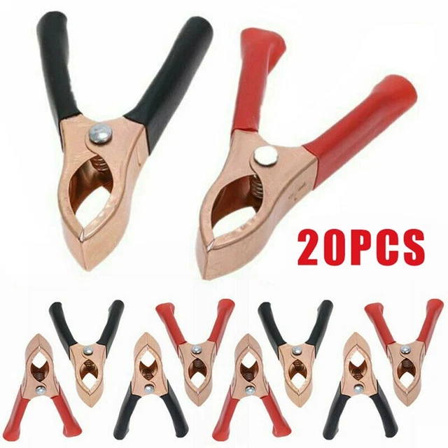 Alligator Clips Black/Red Set Electrical 20pcs Battery Clip Durable New